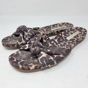 Veronica Beard Etra Knotted Leopard Flat Slip‎ On Sandals Women's Size 10